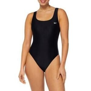 Reebok Women Scoop-Neck Athletic One-Piece Swimsuit Black Size Small NWT